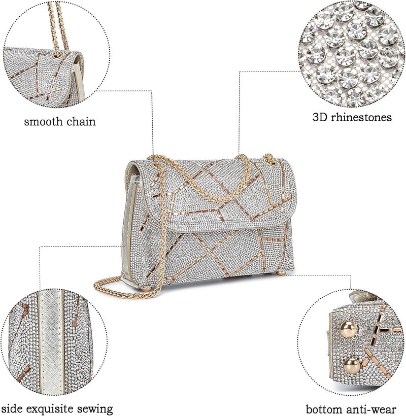 BBTT.ful Shoulder Bags Crossbody Bag Purses Handbags Crystals Rhinestone Evening Bag for Women Clutch Purse with Chain - Image 5